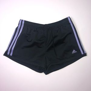 Adidas Gym Shorts In Black With Purple Size M